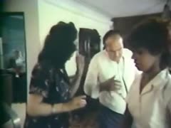 On the kitchen table, a blond, swarthy doxy swallows her gorgeous stud's penis.